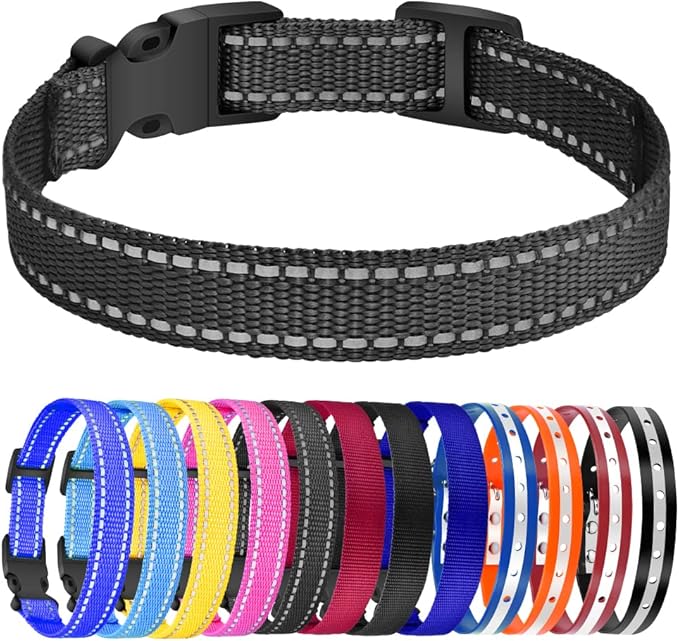 PetJoy Shock Collar Replacement Collar Strap, Reflective Dog Collars Strong, Durable & Adjustable Dog Collar- 2 Piece Set Collar for Dogs