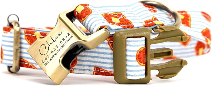 Personalized Dog Collar with Name and Phone Number Engraved,Adjustable Custom Puppy Collar,Organic Cotton Pet Collar for Small Medium Large Boy Girl Dogs