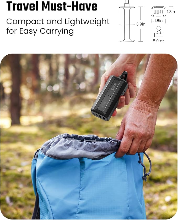 SUPERDANNY Detachable Power Strip, 45W USB-C & USB-A Fast Charge with 3 Outlets, 5ft Flat Plug Extension Cord, Portable for Cruise, Home, Black