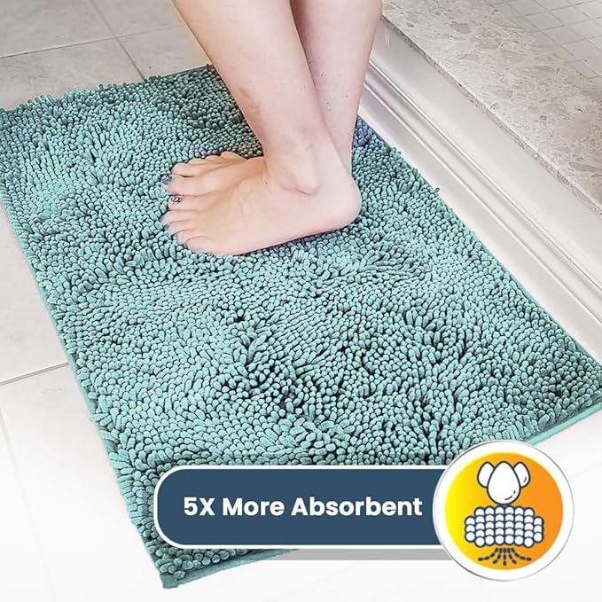 Muddy Mat® Shown on TV–Super Absorbent Microfiber Dog Door Mat for Muddy Paws, Non-Slip Washable Pet Rug, Quick Dry Chenille Entryway Carpet, Machine Washable Indoor Outdoor mat–Seafoam Green 59"x24"