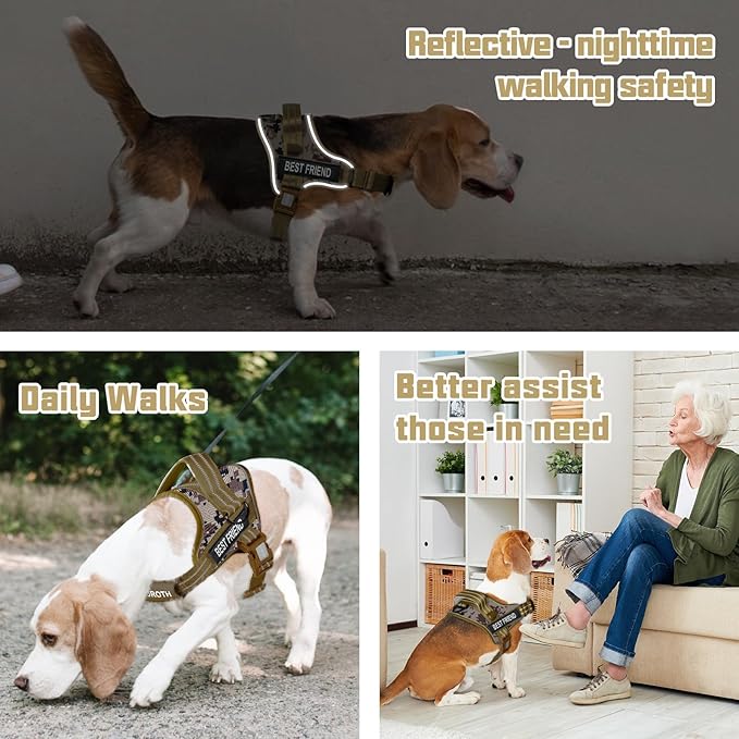 AUROTH Dog Harness and Leash Set, Soft Padded Dog Vest with 5.25FT Dog Leash, No Choke, Easy On Pet Vest, Adjustable Reflective No Pull Dog Harness for Large Dogs, Easy Walking and Training