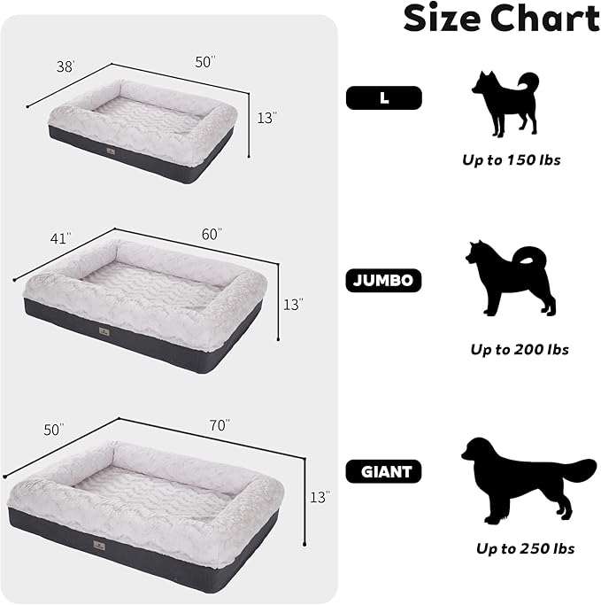 Giant Memory Foam Human Dog Bed for Adults People Fits Pet Families Extra Large Orthopedic Dog Beds with Sides, Washable Bolster Pet Bed Couch with Removable Cover, 70x50x13 Inch, Beige