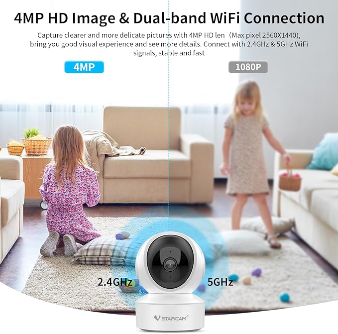 VSTARCAM 5G Security Camera Indoor, 4MP 2.5K Pet Camera with Speaker for Dog/Cat, Baby Monitor with Phone App, Dual-Band WiFi, Auto Tracking, IR Night Vision, 2-Way Talk, Cloud & SD Card Storage