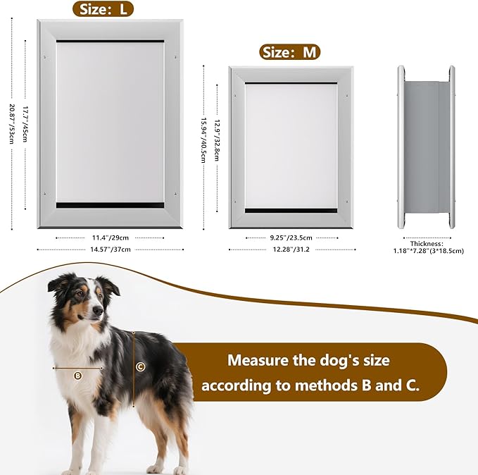 Ownpets Aluminum Double Flap Dog Door for Wall and Door, Energy Efficient, Lockable Pet Door, Heavy Duty Doggy Door for Dogs Up to 40lbs