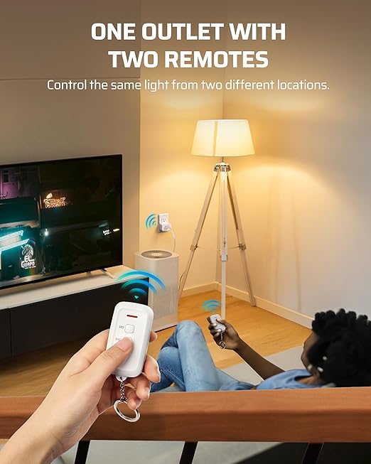 DEWENWILS Remote Control Outlet, Indoor Remote Outlet with 2 Remotes, 100FT Range, 15A/1875W, Remote Outlet Switch for Christmas Lights/Trees, Floor Lamp, Bedside Lamp,Christmas Decor