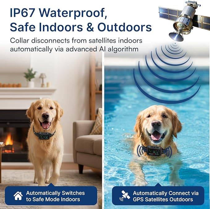 My Pet Command GPS Fence, No Subscription Wireless Dog Fence with APP, 6-Sided or Circular Fences, Tone, Vibration, Correction, Shock, Waterproof Rechargeable Collar