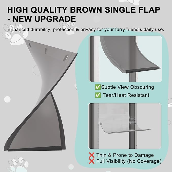 Dog Door for Sliding Glass Doors, Adjustable Height 76 1/8"-80 7/8" Aluminum Frame Tempered Sliding Door Dog Doors Insert with Lock, 10" x 15" Flap Size for Large Dogs