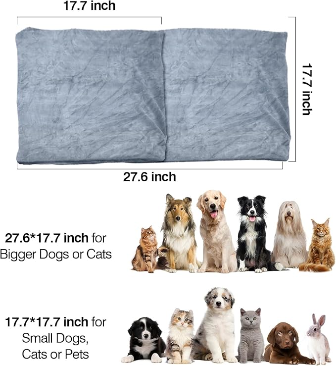 Pet Heating Pad, Indoor Waterproof Electric Heating Pad for Dogs Cats with Two Level Adjustable Temperature, Chew Resistant Cord, Detachable Cover -Large 27.5x17.7x0.5 (Grey)