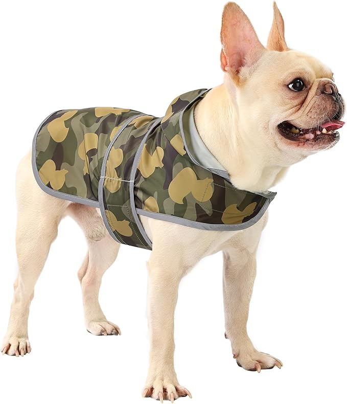 Dog Raincoats for Medium Dogs Waterproof Hooded Rain Jacket with Reflective Strips Leash Hole & Poncho Adjustable Fit (CamoDuck,M)