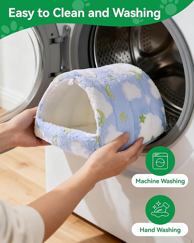 Parrot Winter Nest Guinea Pig Hideout Large Space Plush Pet Nest Hut, Winter Fluffy Warm Cave Bed for Parrot, Hamsters, Guinea Pigs & Small Animals, Machine Washable Cozy Habitat