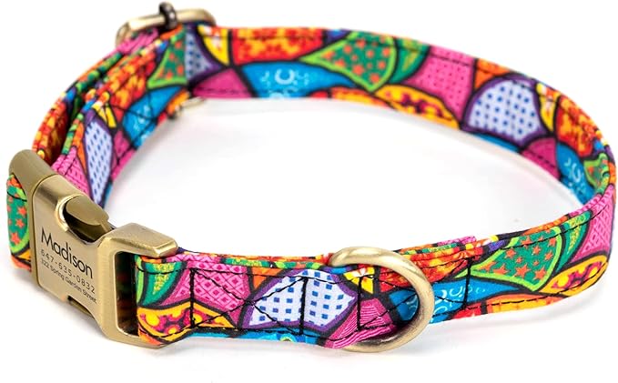 Personalized Dog Collar with Name and Phone Number Engraved,Adjustable Custom Puppy Collar,Organic Cotton Pet Collar for Small Medium Large Boy Girl Dogs