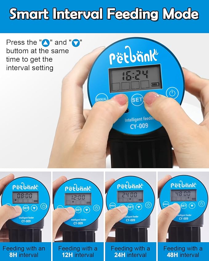 Automatic Fish Feeder for Aquarium - Rechargeable Fish Food Auto Dispenser Vacation Turtle Feeder with USB Charger Cable，LCD Screen, Customized Schedule (Blue)