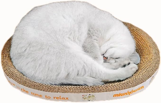 3PCS 2 Cat Scratcher Bowl +1 Corrugated Scratch Pad with Box,Oval Shape Cat Scratcher Cardboard Bed, Scratching Lounge Bed, Cute Round Scratcher for Indoor Cats