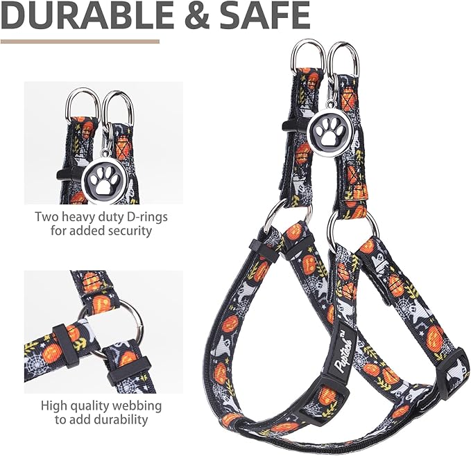 PUPTECK No Pull Dog Harness Soft Adjustable Basic Nylon Step in Puppy Vest Outdoor Walking with ID Tag, Black, M