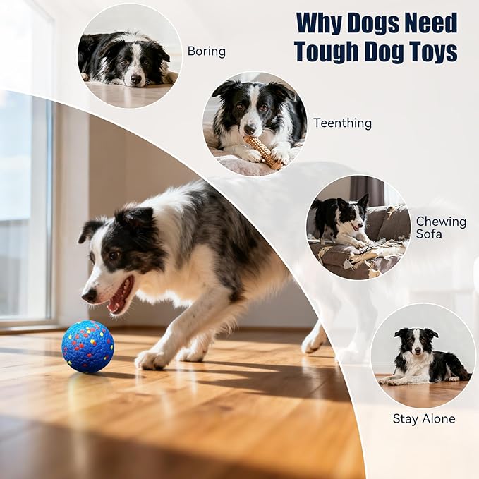 Durable Floating Dog Ball for Fetch & Chewing, 3.15" Plaque Cleaning Chew Toy for Aggressive Dogs & Puppies, High-Visibility Non-Toxic Water Toy with Textured Grip