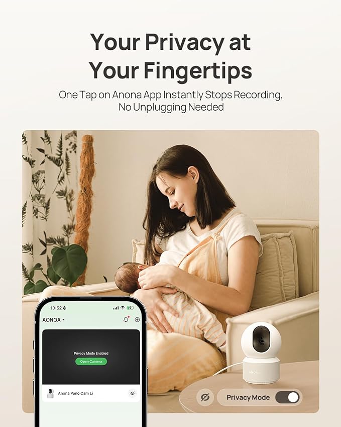 Anona 4K UHD Indoor Camera with 128GB SD Card, Pet/Dog/Baby Security Camera with Phone App, 360° Pan-Tilt, 2.4G/5G Wi-Fi 6, Auto-Tracking, Person/Pet/Baby Crying Detection, Privacy Mode, Two-Way Audio