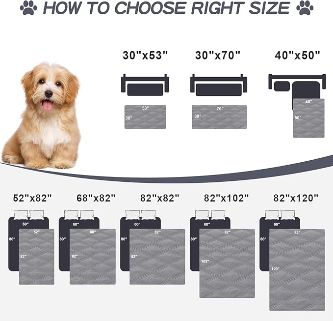 Smiry Waterproof Dog Bed Cover Blanket 68x82, Soft Reversible Pet Blanket, Washable Leakproof Cats Dogs Couch Cover for Sofa, Couch, Furniture, Lattice, Grey/Dark Grey