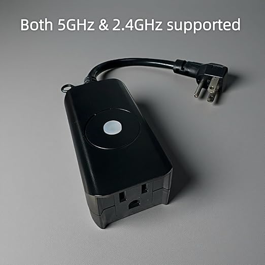 Outdoor Smart WiFi Plug Outlet,Heavy Duty IP44 15 Amps,One Grounded Outlet, Wireless Remote, Compatible with Alexa and Google Home Assistant Both 5 GHz & 2.4 GHz, ETL Listed,Black (1 Pack)
