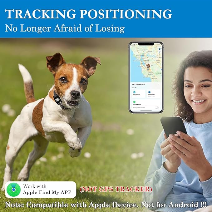 Pet Tracker for Dog, Dog Tracker Smart Pet Location Tracker with Holder, Smart Item Finder, MFi Certificated, No Monthly Fee, Works with Find My, iOS Only - Black Case