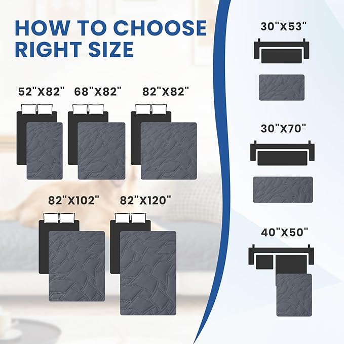 Waterproof Couch Covers for Pets, Waterproof Dog Bed Cover, Anti-Slip Soft Dog Blankets, Couch Cover for Dogs Washable, Pet Blanket for Puppy Large Dogs Cat (30x53 Inch, Dark Grey)
