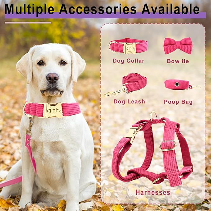 Custom Dog Collar with Names and Phone Number, Adjustable Personalized Dog Collars with Metal Buckle, Cute Dog Collars for Small Medium Large Dogs