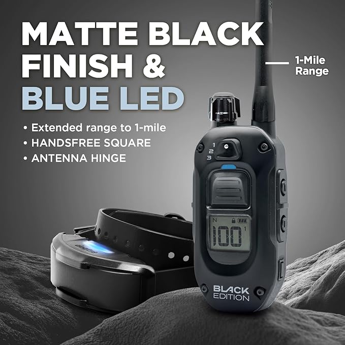 Dogtra 1900X Black Edition E-Collar - 3/4 Mile Range, Dogs 45 lbs+, IPX9K Waterproof, 100 Stimulation Levels, Vibration, Tone, Rechargeable - Ideal for Dog Owners and Professional Trainers
