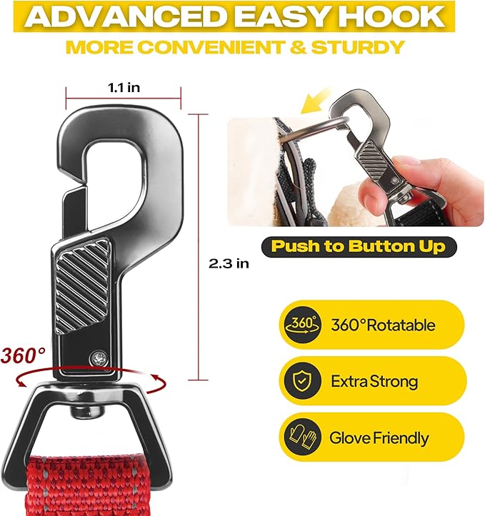 Fida 6-in-1 Hands Free Dog Leash Heavy Duty, Reflective Wasit Corssbody Dog Leash with Car Seat Clip | Adjustable for Running Hiking | Shock Absorbing Bungee, Dual Padded Detachable Handles (Red)