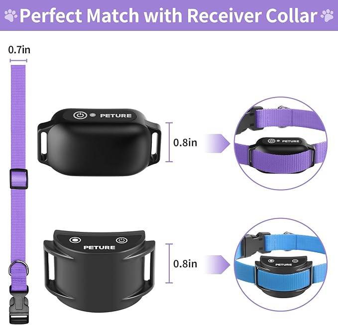 Replacement Collar for Shock Collar, Stylish & Comfortable Nylon Dog Collar with Quick Release Buckle, Compatible with PetSafe Bousnic Sportdog Garmin Ecollar Replacement Strap (Purple & Blue)