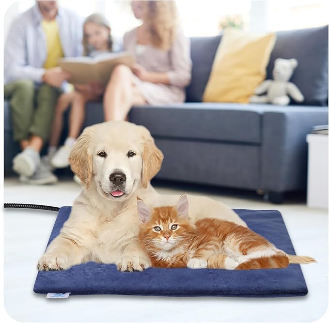 Pet Heating Pad for Dogs, Indoor Electric Heating Pad for Dogs Cat with 9 Adjustable Temperature and Timer, Heated Dog Blanket Bed with Chew Resistant Cord (28×18 inch)