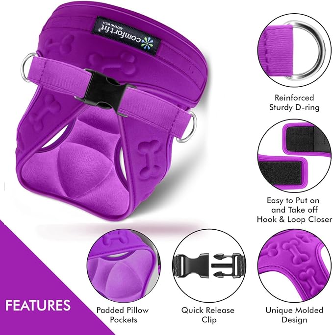 Comfort Fit All Weather Dog Harness No Pull Soft Padded Extra Comfort Step in Dog Harness with Adjustable Buckles Easy Control Vest Harness for Small Medium Large Dogs Inside Velvet Plush
