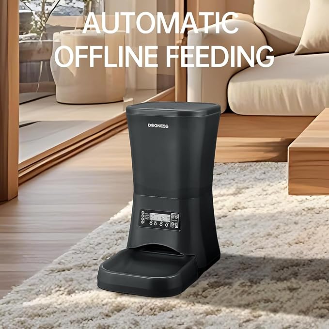 DOGNESS 9L Dog Feeders for Large Dogs, Automatic Dog Feeder with Timer Extra Large, Programmable Auto Pet Food Dispenser Feeder, Portion Control, Voice Recording, Battery and Plug-in Power (Black)