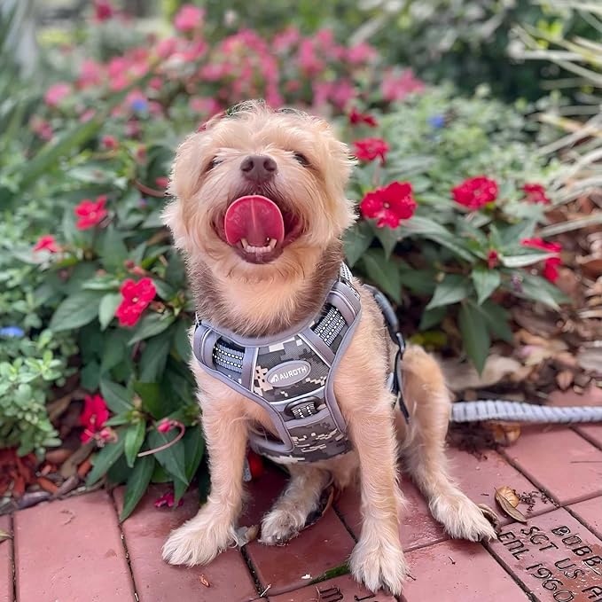AUROTH Tactical Dog Harness for Small Medium Large Dogs No Pull Adjustable Pet Harness Reflective K9 Working Training Easy Control Pet Vest Military Service Dog Harnesses Medium Grey Camo