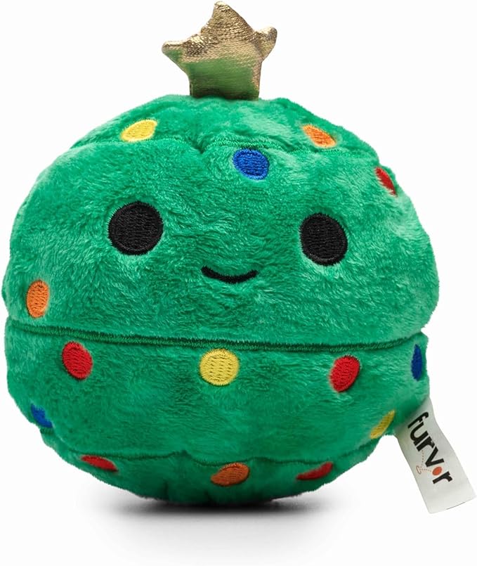 Flourish Pets 2 in 1 Christmas Multi-Layer Chew Toy for Active Dogs | Non-Toxic BPA Free Double Stitched Soft Fabric and Long-Lasting Dog Plush Toys (Christmas Tree 3.5")