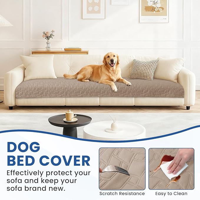 Waterproof Couch Covers for Pets, Waterproof Dog Bed Cover, Anti-Slip Soft Dog Blankets, Couch Cover for Dogs Washable, Pet Blanket for Puppy Large Dogs Cat (30x53 Inch, Khaki)