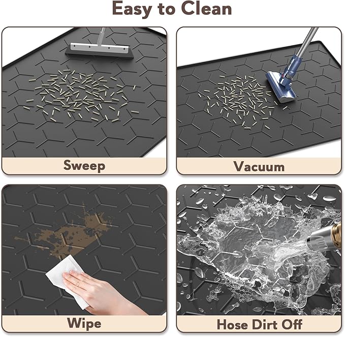 Cat Mat for Litter Box, Large 40" X 28" Cat Litter Mat XL, Waterproof Silicone Pad for Floor, Black