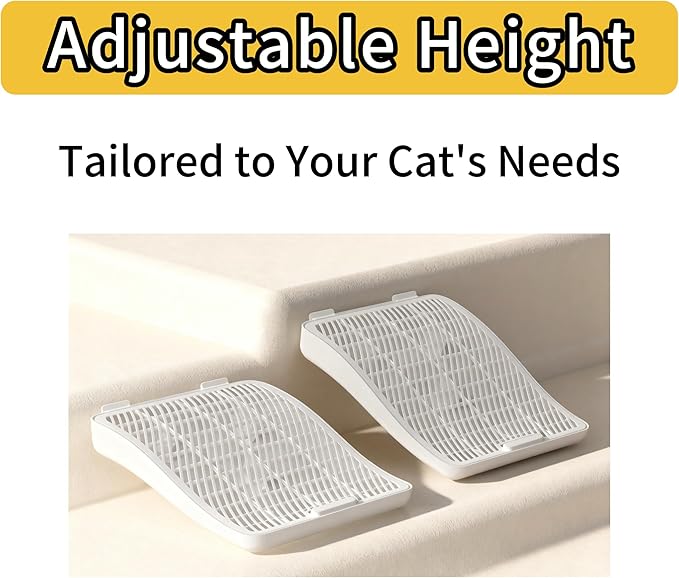 Cat Litter Box Step Ramp, Large Height Adjustable Litter Catcher, Non-Slip Trapping Mat for Kitty, Washable Design for Easy Cleaning, Ideal for Small & Elderly Cats 13.8''×17.3''