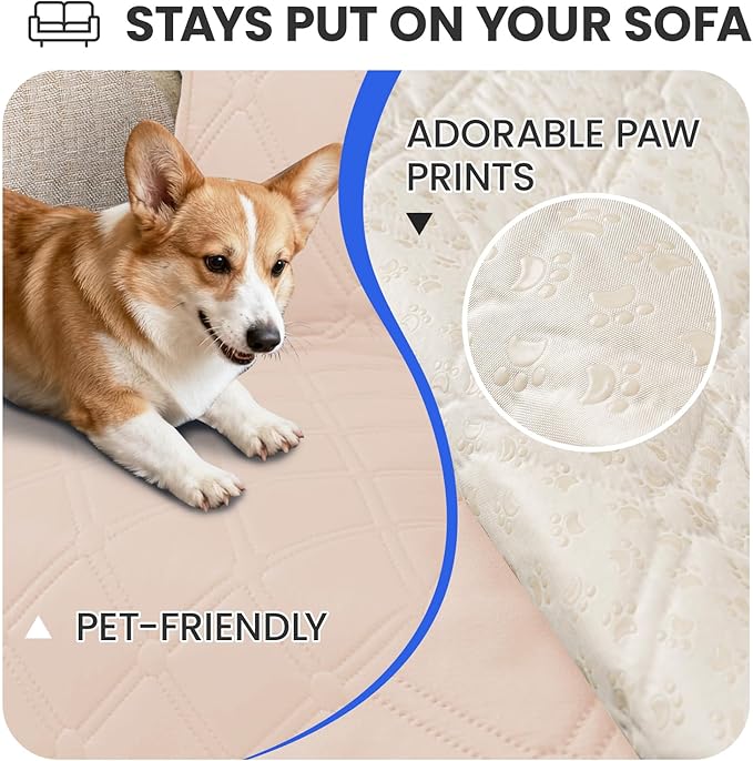 Waterproof Dog Bed Cover Pet Blanket, Soft Couch Cover for Dogs Washable, Non-Slip Dog Blanket Protect Furniture Couch Sofa Car for Puppy Large Dogs Cat (30x53 Inch, Beige)