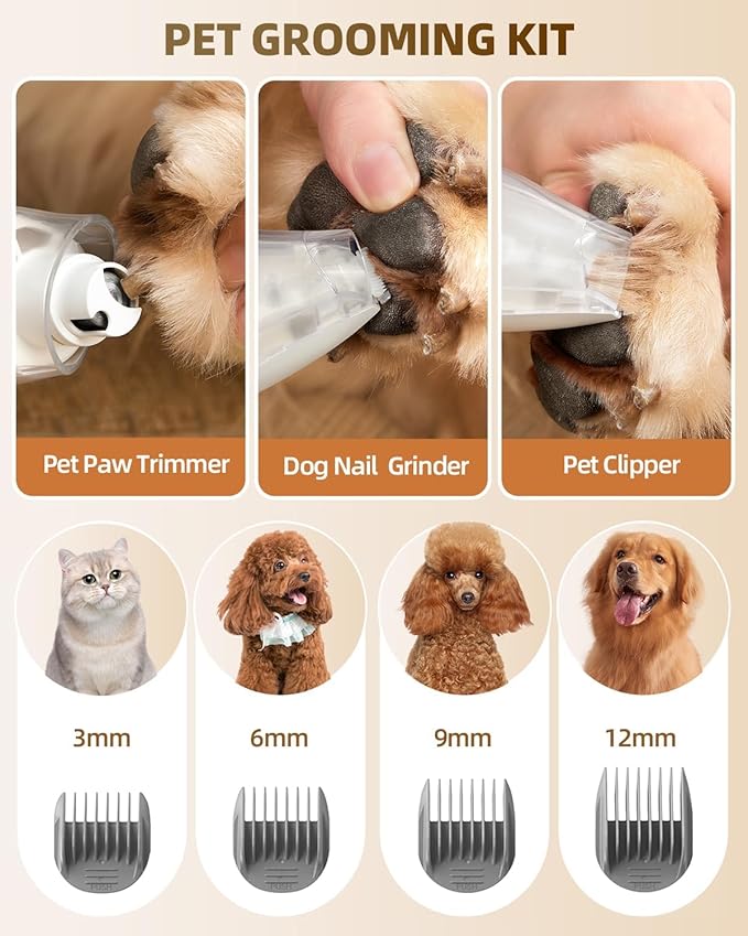 Dog Grooming Vacuum Kit for Shedding: Pet Hair Brush Groomer Pro Attachment Fur Machine Cat Clippers Deshedding Suction Cleaner Home Trimmer Tool Doggie Doggy System Remover Electric Shaver Cut