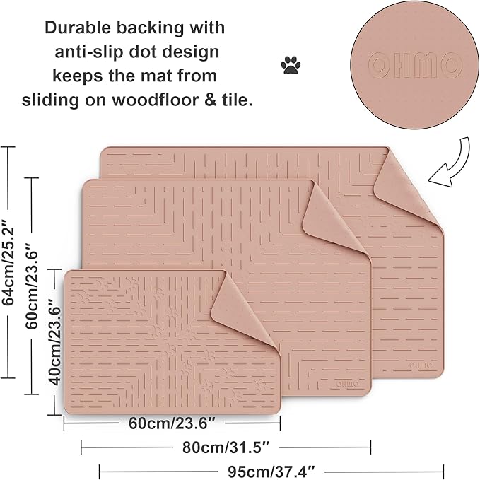 OHMO Cat Litter Mat Large Trapping Mat Premium Silicone Rubber 23.5x16 Coral, Waterproof and BPA Free Kitty Litter Box Mat, Easy to Clean and Keeps The Floor Tidy
