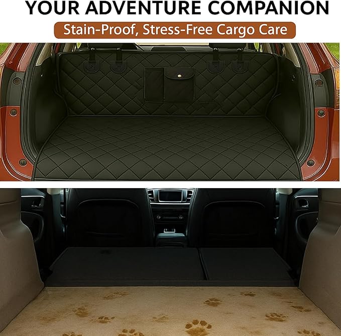 Universal Cargo Liner for SUV – Waterproof Dog Trunk Mat, Non-Slip Back Seat Protector, Car Bed Cover, Pet Barrier, Rear Liner Accessories for Trucks & Sedans, Universal Fit Trunk Cover