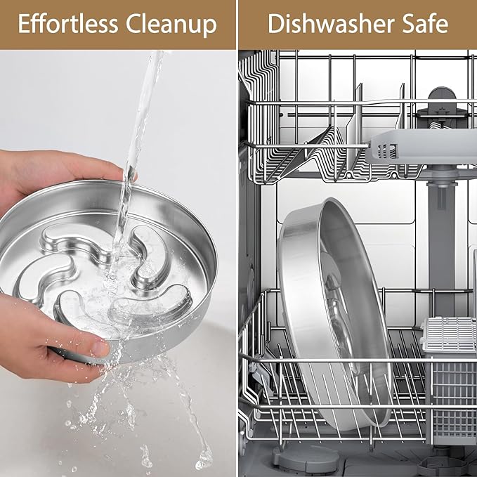 Slow Feeder Dog Bowl Stainless Steel, Heavy Duty with Non-Slip Base Dog Food Bowls for Small Medium Large Breed Size Dogs to Slow Down Eating