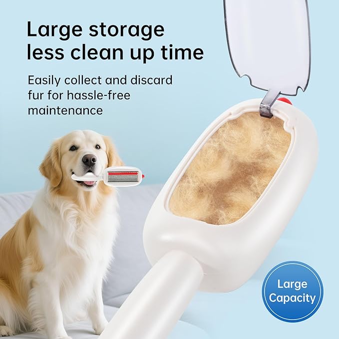 Reusable Pet Hair Remover Lint Roller Brush, Washable Pet Cat Dog Hair Removal Roller Tool for Clothes (White)