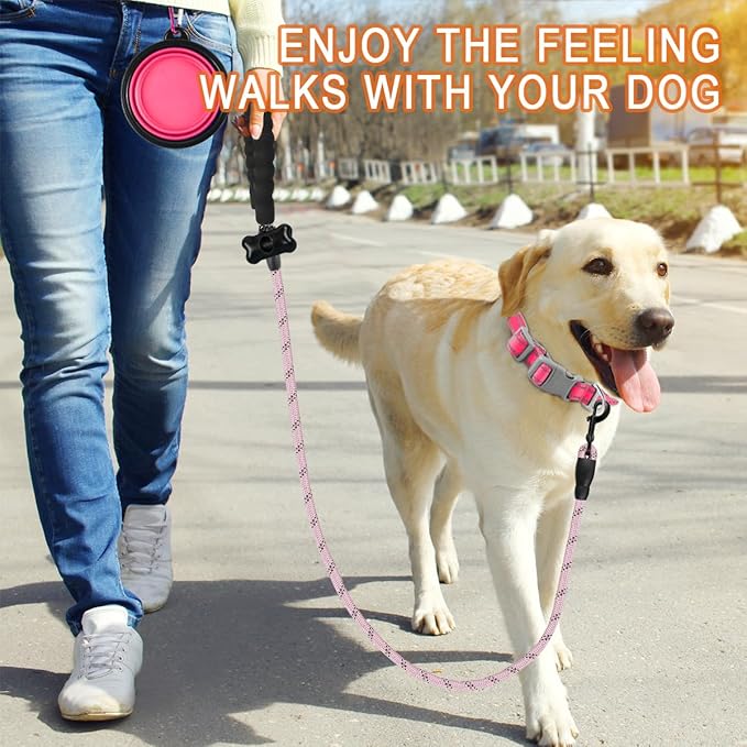 BARKBAY Dog Leashes for Large Dogs Heavy Duty Dog Leash 4/5/6 FT with Comfortable Padded Handle and Highly Reflective Threads for Medium Large Dogs Walking Training Running (5FT-1/2,Baby Pink)