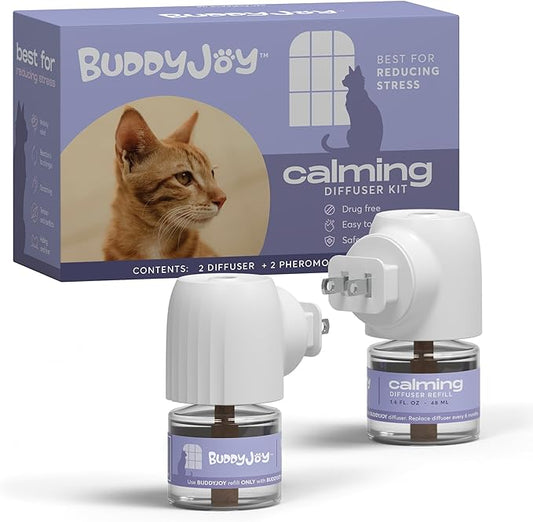 Cat Calming Diffuser Refills – Long-Lasting 30-Day Formula, Cat Pheromones Calming Diffuser for Stress Relief, Relaxation, and Anxiety Reduction, Easy to Use – (2 Diffusers + 2 Refills)