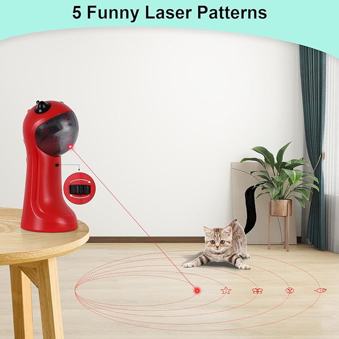 TBTeek Cat Toy Motion-Activated, Rechargeable Automatic Cat Toy with Rotating Red Light, 4 Speed Modes for Indoor Cats, Kittens & Dogs（Red）