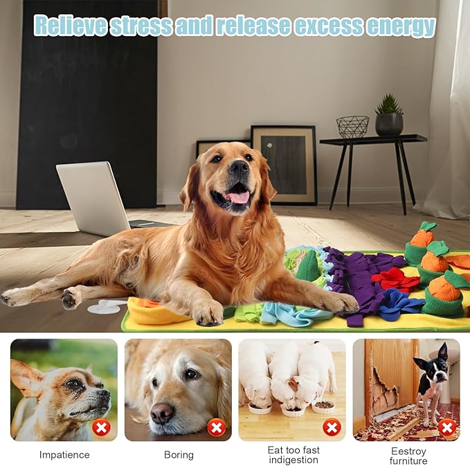 Snuffle Mat for Dogs Large Breed - 32'' X 20'' Washable Durable Sniff Mat for Slow Feeding Training, Enrichment Puzzle Toy for Mental Stimulation & Stress Relief