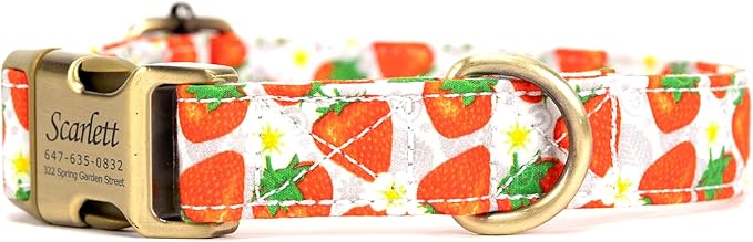 Personalized Dog Collar with Name and Phone Number Engraved,Adjustable Custom Puppy Collar,Organic Cotton Pet Collar for Small Medium Large Boy Girl Dogs