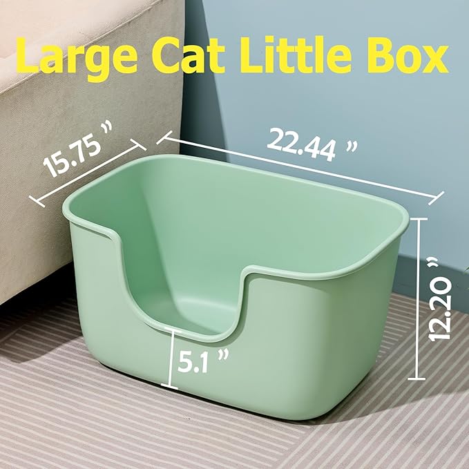 SpaceTime Extra Large Litter Box with High Sides,XL Low Entry Multi Cat Litter Pan for Kittens,Jumbo Litter Boxes for Big Cats,Anti-Splashing Cat Boxes for Indoor Cats,Open Top,Easy to Clean (Black)