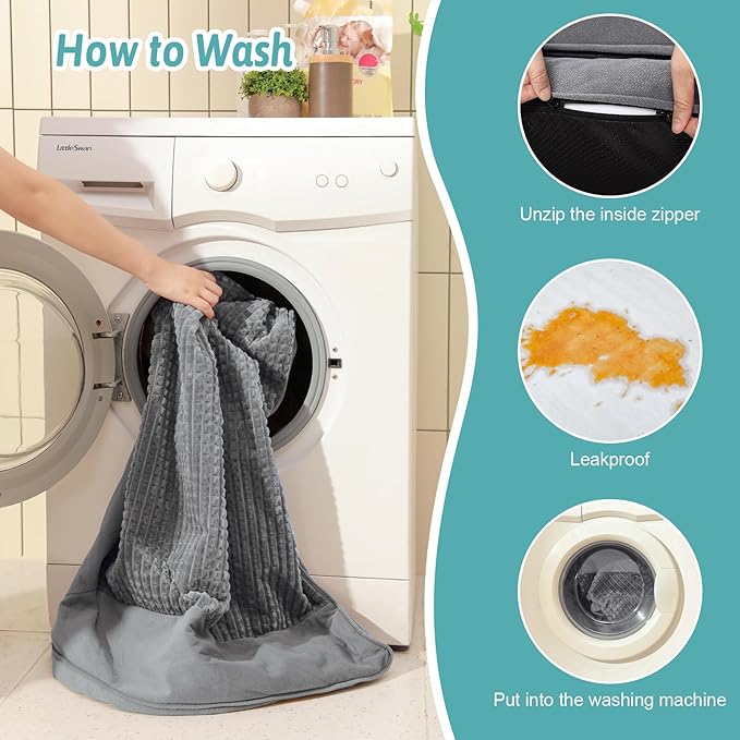 Orthopedic Dog Bed for Extra Large, XXL Dogs Bed, L Shaped Foam Anti-Slip Bottom Giant Pet Cat Sofa with Washable Cover, Suitable for Pet Up to 150 lbs, 48x35x8 inch, Grey ﻿