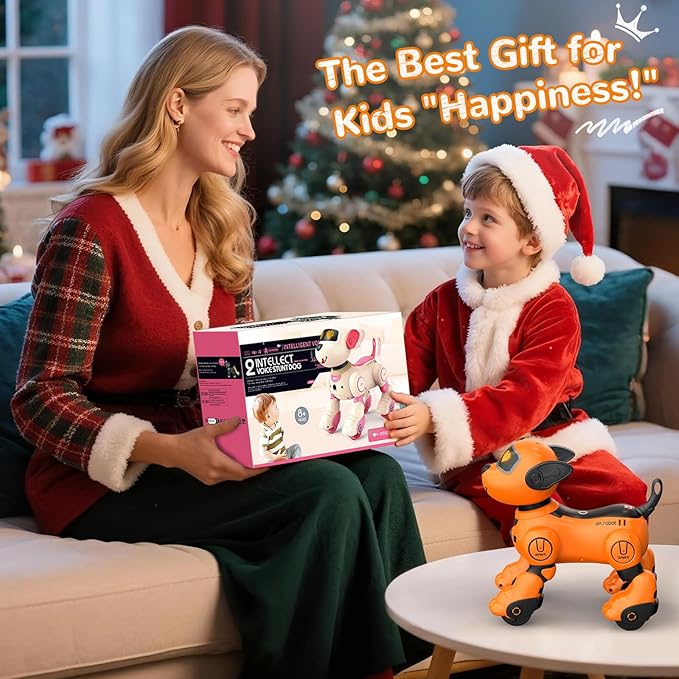 anysun Remote Control Robot Dog for Kids, Programmable Smart Puppy Intelligent Learning Dancing Walking RC Robot Toys for Girls and Boys (Yellow)